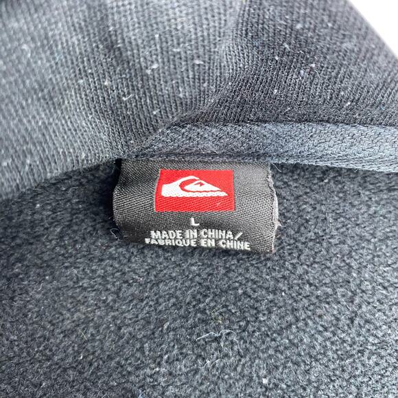 Quicksilver Hoodie Men’s Large Logo Graffiti Ribbed Casual Skater Black Grey - Picture 7 of 13